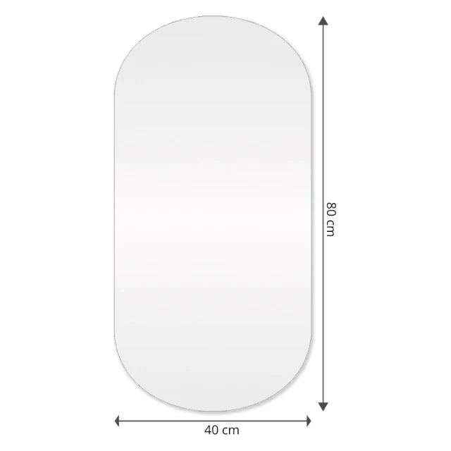 Slim Rounded Mirror with LED 80x40cm