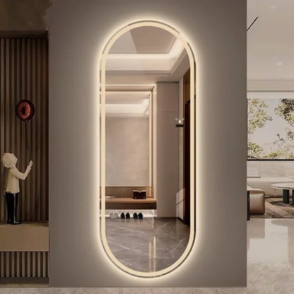 Frosted Oval Mirror with Warm LED - 60x150cm Woodglass Oval